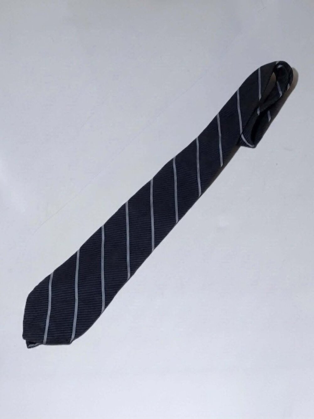 Express 100% Silk Striped Blue and Black Tie - Flawed